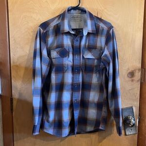 Blue and Brown Plaid Button-Up Shirt